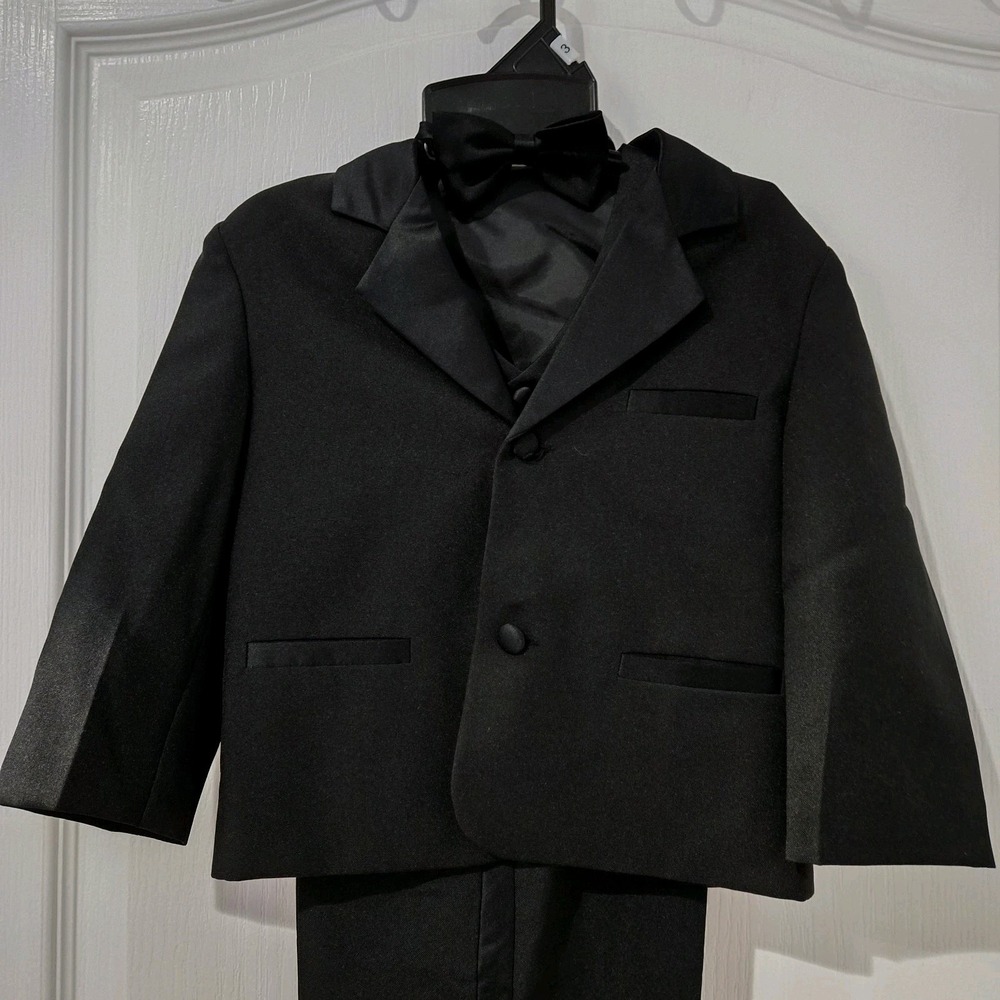 Kids Black Formal Tuxedo Jacket with Bow Tie